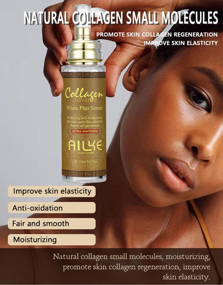 AILKE skin whitening facial serum, reduces blemishes, moisturizes, evens out