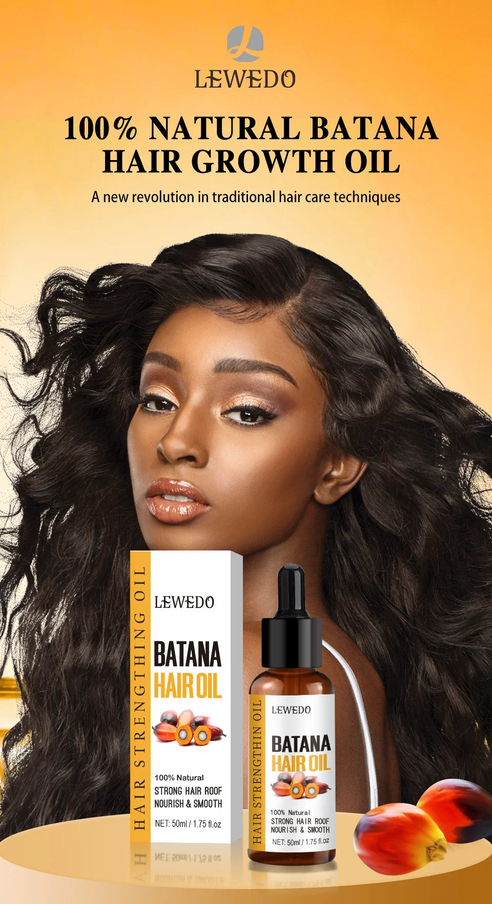 Lewedo Batana Hair Oil Growth Serum Moisturizing Soothing Scalp Hair