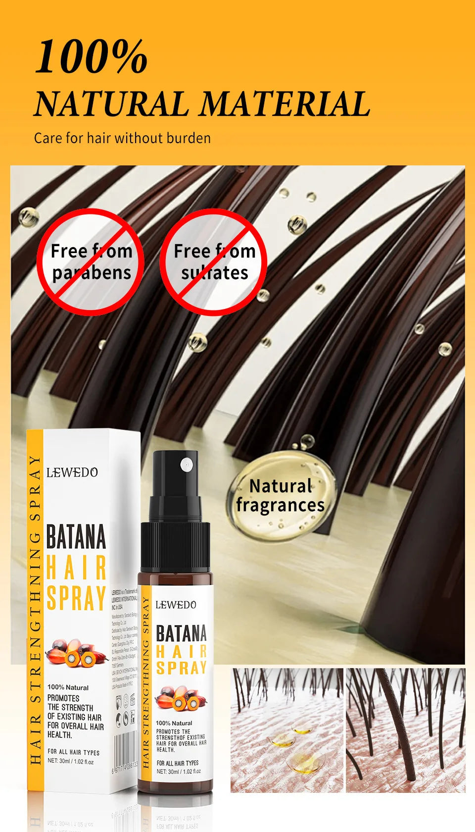 Batana Hair Oil Anti Hair Loss Spray Hair Care Hair Growth Essence Oil