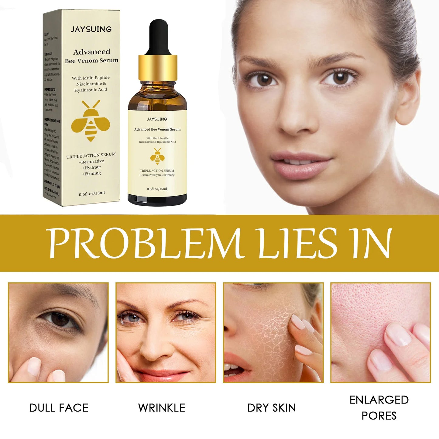 JAYSUING Advanced Bee Venom Serum - Face Serum with Bee Venom, Niacinamide